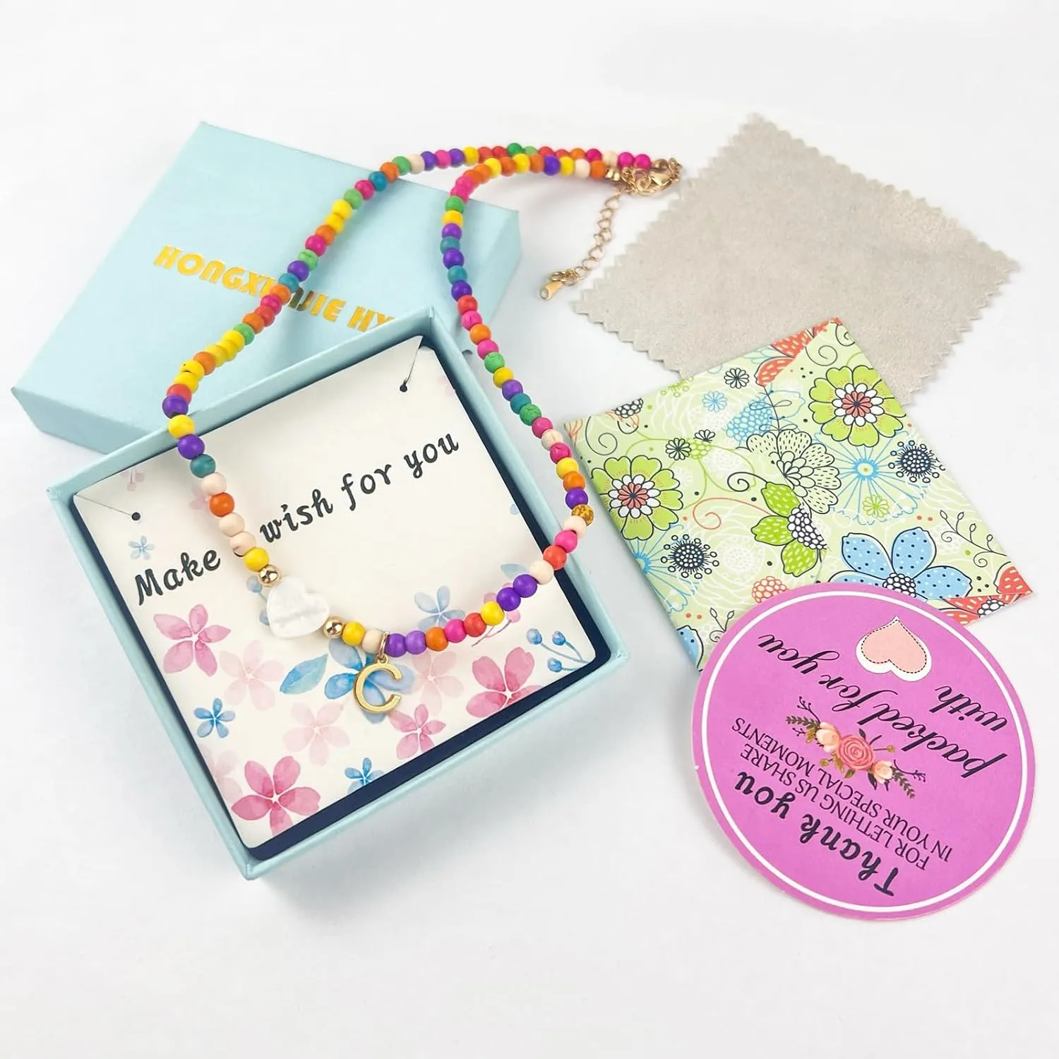 Colorful Beaded Initial Necklaces for Women Girls Gifts, Gold Plated Letter Choker Necklace for Mother's Day Gift from Daughter Son