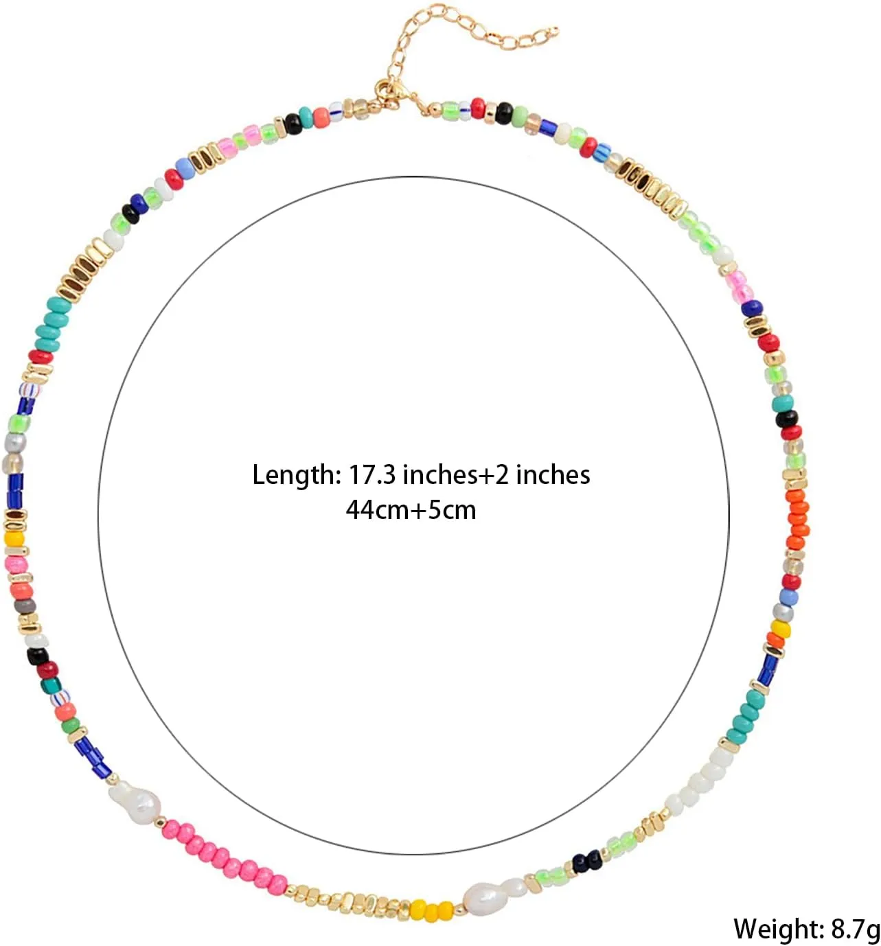 Colorful Beaded Necklace for Women Pearl Choker Necklace Adjustable Beach Shell Necklace Boho Bead Necklaces for Women Jewlery