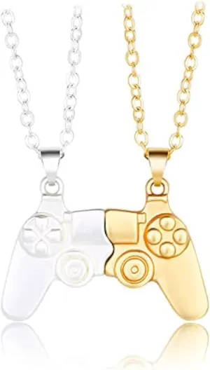 COLORFUL BLING 1 Pair Game Controller Matching Couple Pendant Necklaces Set Game Pad Friendship BFF Best Friends for Him and Her Street Hiphop Jewelry