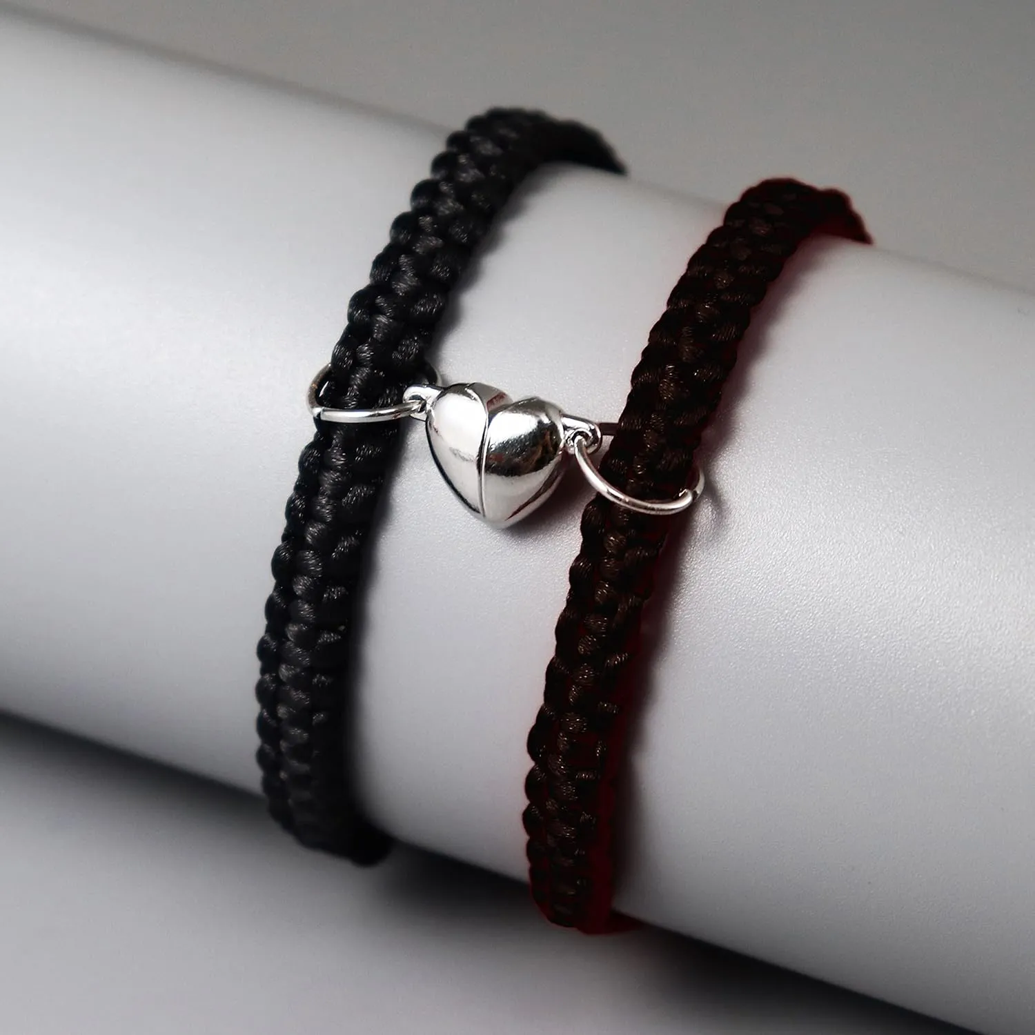 COLORFUL BLING Matching Mutual Attraction Couple Bracelets Long Distance His and Hers Adjustable Braided 8 Infinity Love Heart Friendship Bracelet Jewelry