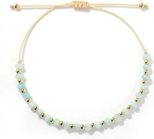 Colorful Crystal Drawstring Bracelets for Women,Gold Plated Beaded Dainty Energy Stone Beads Friendship Good Luck bracelet Handmade Fashion Charm Jewelry Gifts