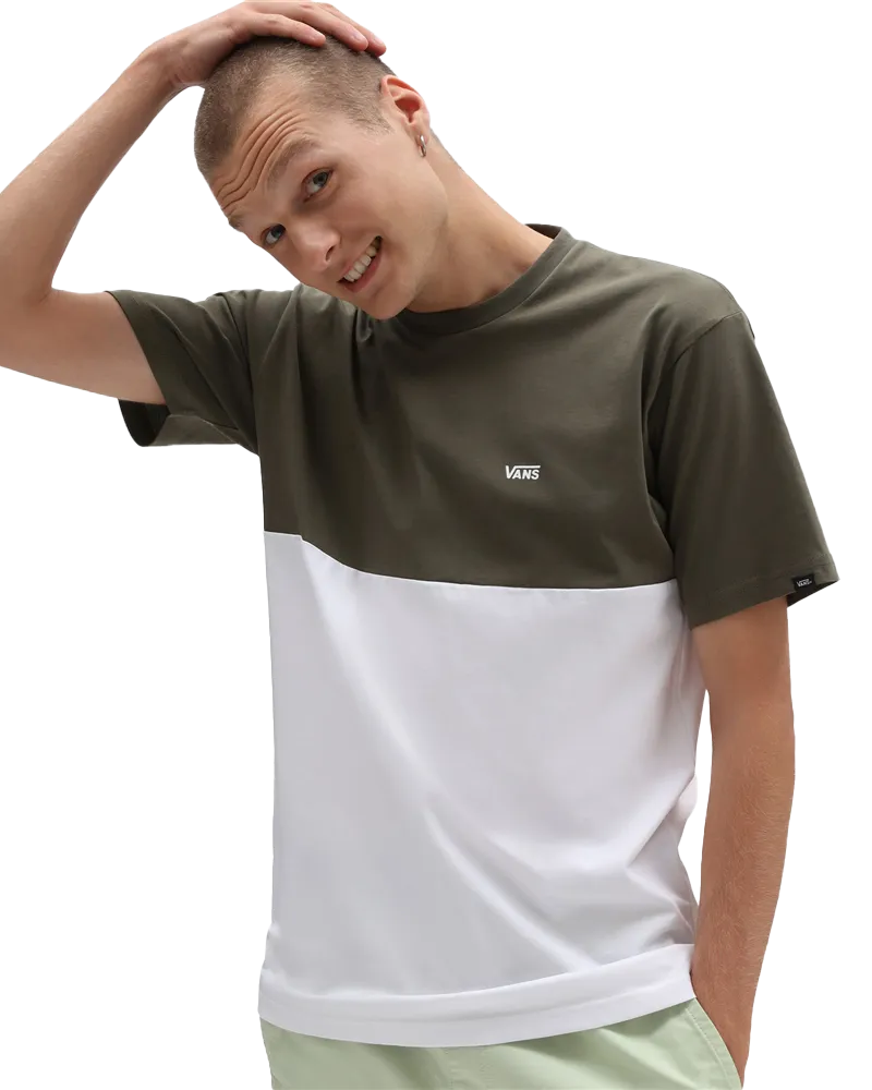 Colourblock T-Shirt in White & Grape Leaf