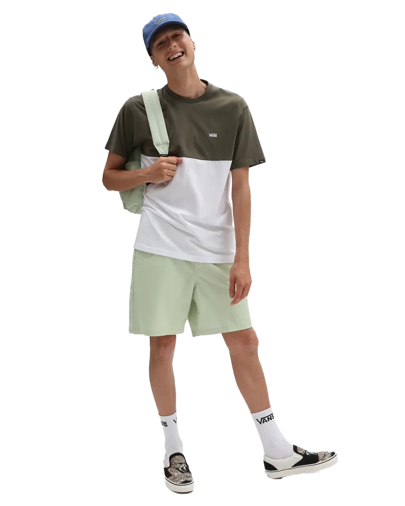 Colourblock T-Shirt in White & Grape Leaf