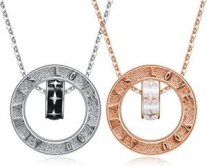 Couple Necklaces for Him and Her Matching Necklaces for Couples Necklace with Ring Pendant S925 Sterling Silver Necklace Set Valentine's Day Gifts for Him Her Couple Jewelry Gifts (01-ring set)
