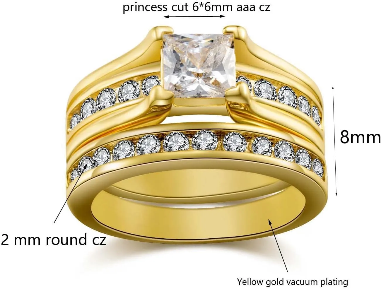 Couple Rings His Her Wedding Ring Sets Matching Rings AAA CZ Golden Rings Titanium Men Ring