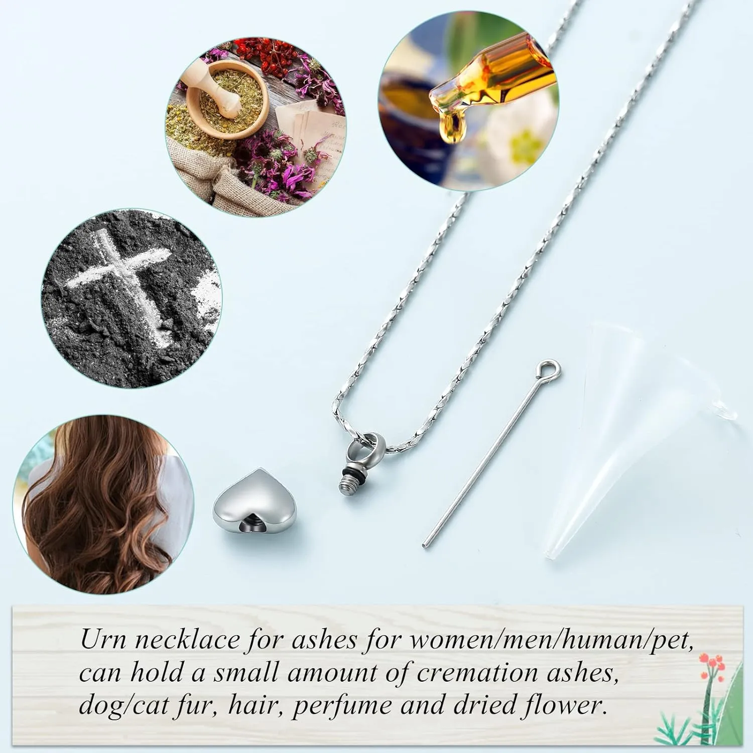 Cremation Urn Necklace for Ashes - Small Heart Shape Urn Necklace with Mini Keepsake Urn Memorial Ash Jewelry