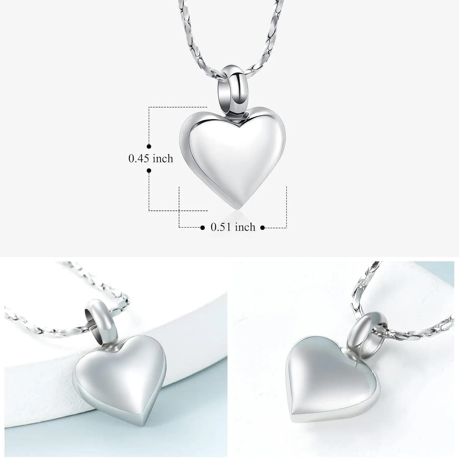Cremation Urn Necklace for Ashes - Small Heart Shape Urn Necklace with Mini Keepsake Urn Memorial Ash Jewelry