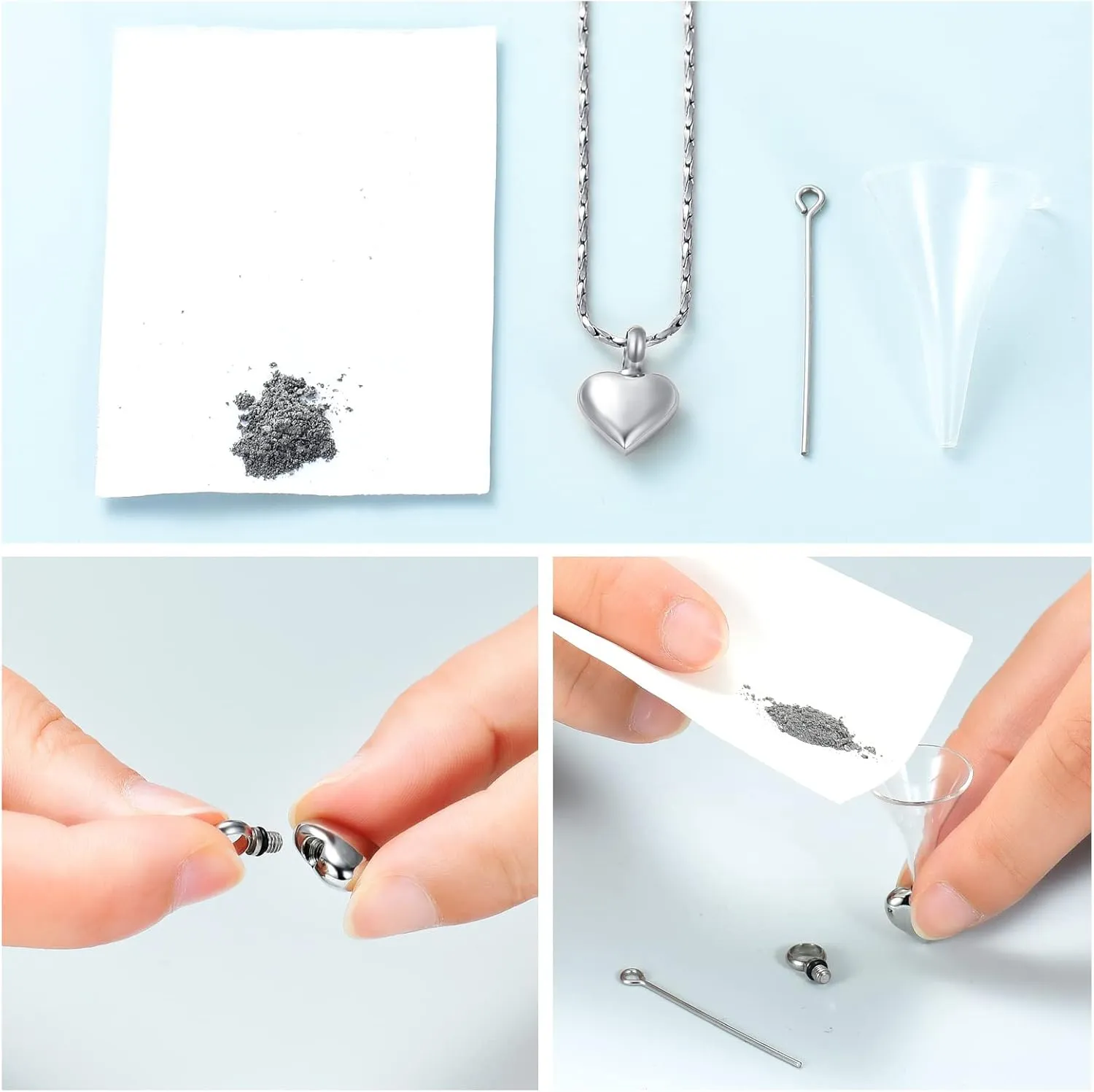 Cremation Urn Necklace for Ashes - Small Heart Shape Urn Necklace with Mini Keepsake Urn Memorial Ash Jewelry