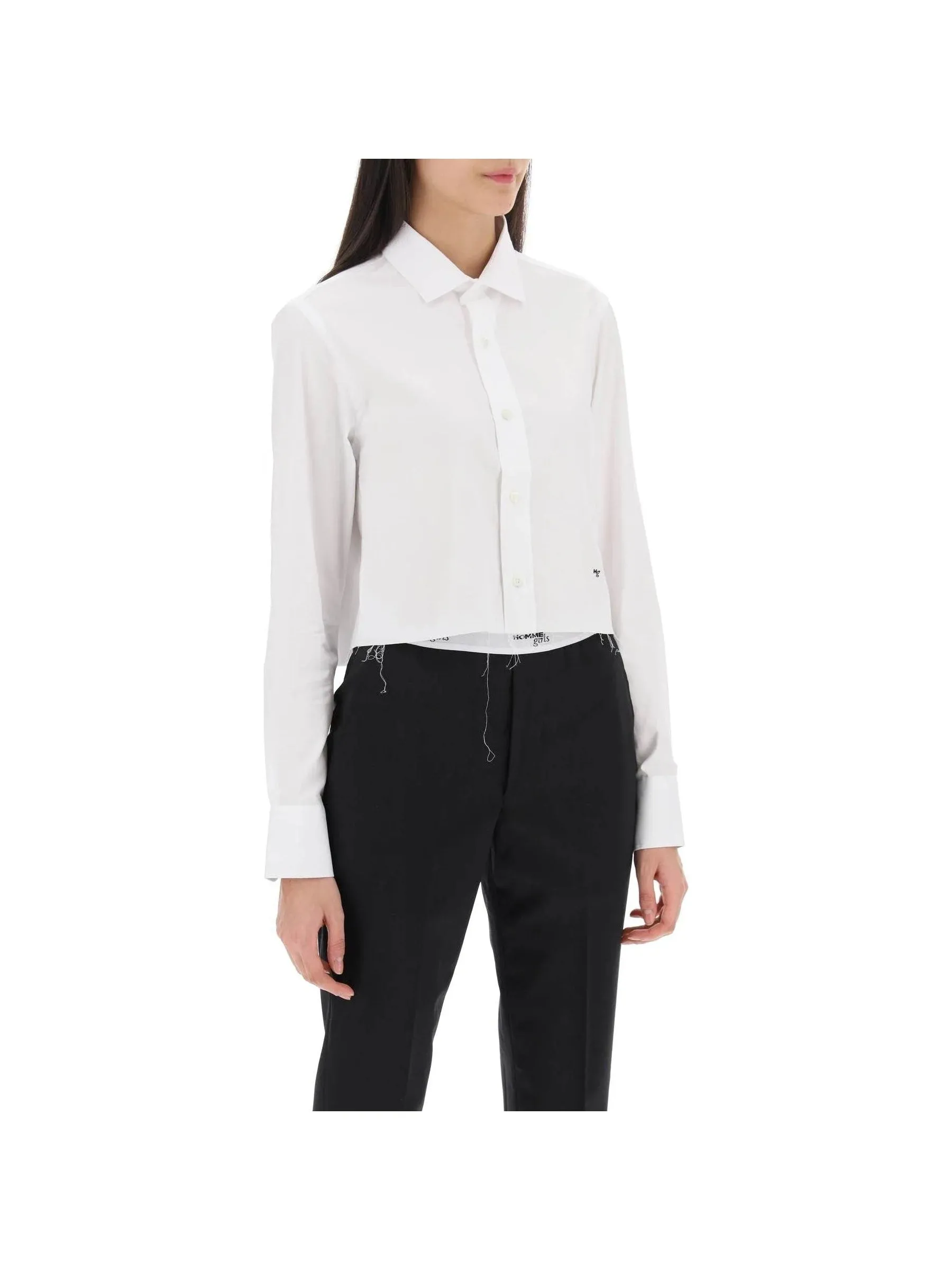 Cropped Twill Button-Up Shirt