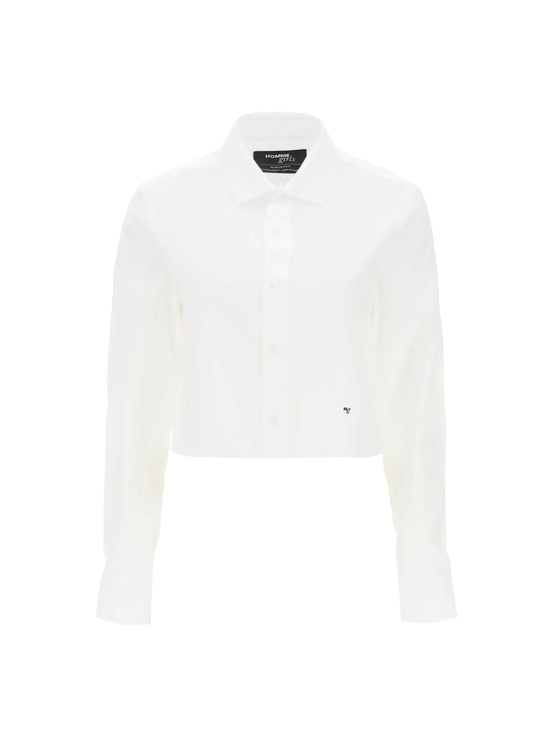 Cropped Twill Button-Up Shirt