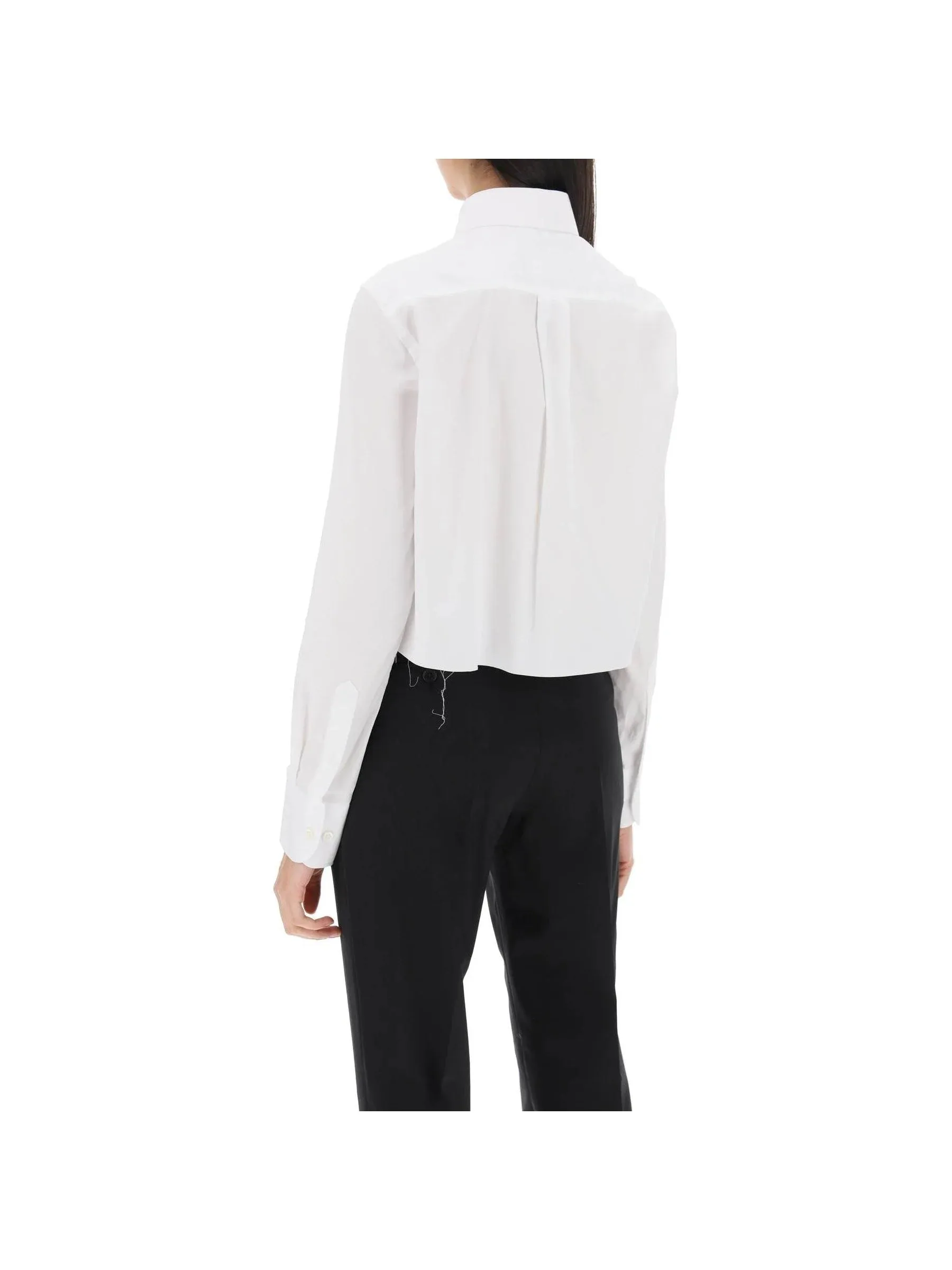 Cropped Twill Button-Up Shirt