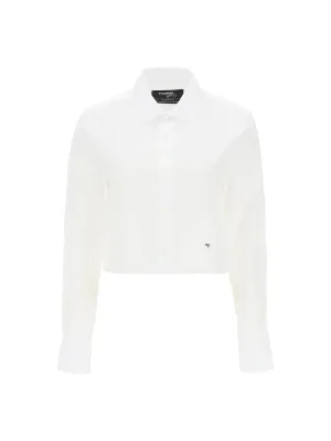 Cropped Twill Button-Up Shirt