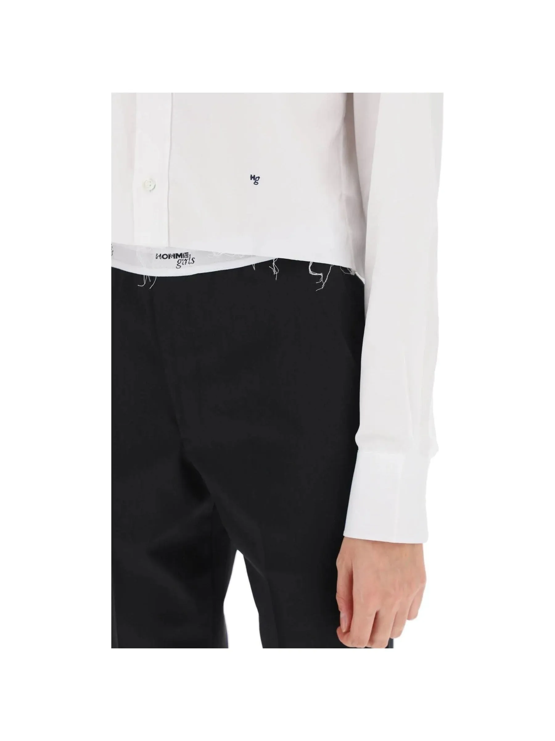 Cropped Twill Button-Up Shirt