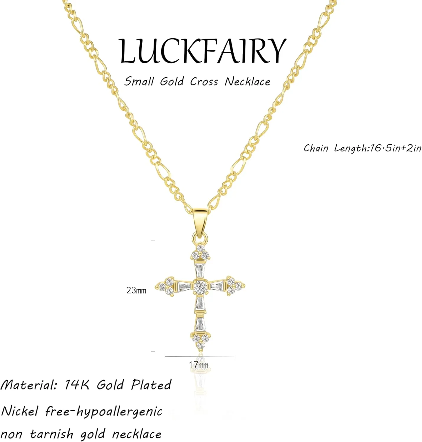 Cross Necklace for Women,Double Cross Necklace 14K Gold Plated Cross Pendant Necklace Dainty Gold Cross Necklaces for Women Trendy Small Cross Charm Necklace Simple Cute Choker Necklaces Gold Jewery