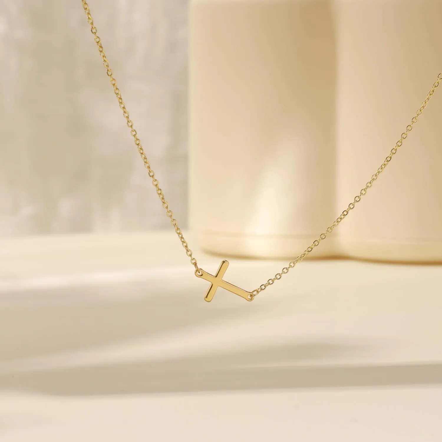 Cross Necklace for Women,Double Cross Necklace 14K Gold Plated Cross Pendant Necklace Dainty Gold Cross Necklaces for Women Trendy Small Cross Charm Necklace Simple Cute Choker Necklaces Gold Jewery