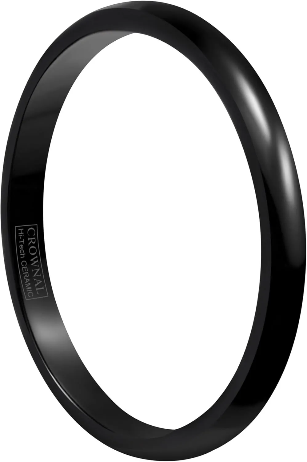 CROWNAL 2mm/4mm/6mm/8mm Black Ceramic Wedding Band Ring Men Women Couple Plain Dome High Polished Comfort Fit Size 3.5 To 16