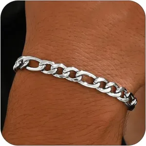 Cuban Link Bracelets for Men Women 18K Gold Plated Chunky Figaro Thick Chain Bracelets Sturdy Stainless Steel Wrist Trendy Jewelry