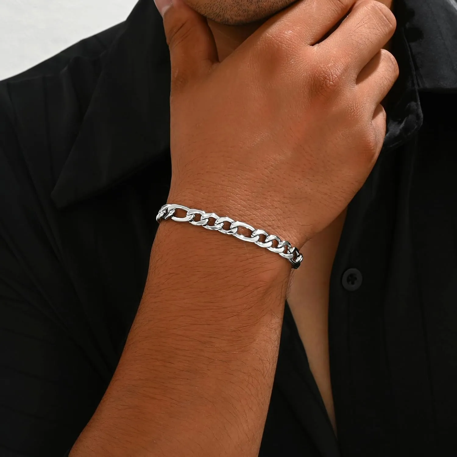 Cuban Link Bracelets for Men Women 18K Gold Plated Chunky Figaro Thick Chain Bracelets Sturdy Stainless Steel Wrist Trendy Jewelry