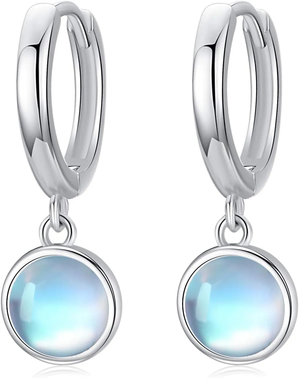 Cuoka 925 Sterling Silver Moonstone Malachite Moss Agate Earrings, Small Hoop Dangle Drop Earrings Jewelry for Women