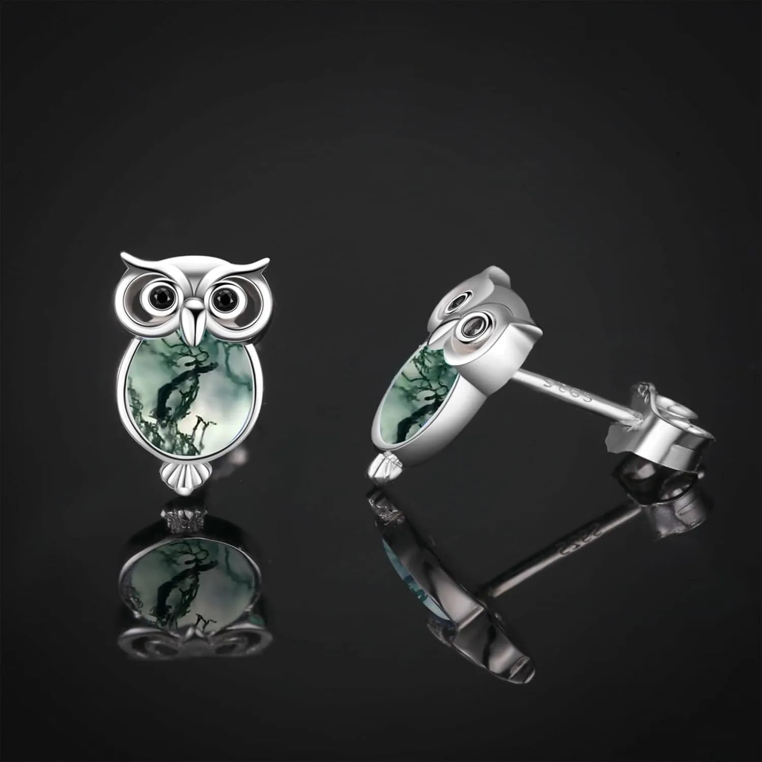 Cuoka Sterling Silver Owl Stud Earrings - Cute Animal Pierced Earrings for Women Owl Lovers