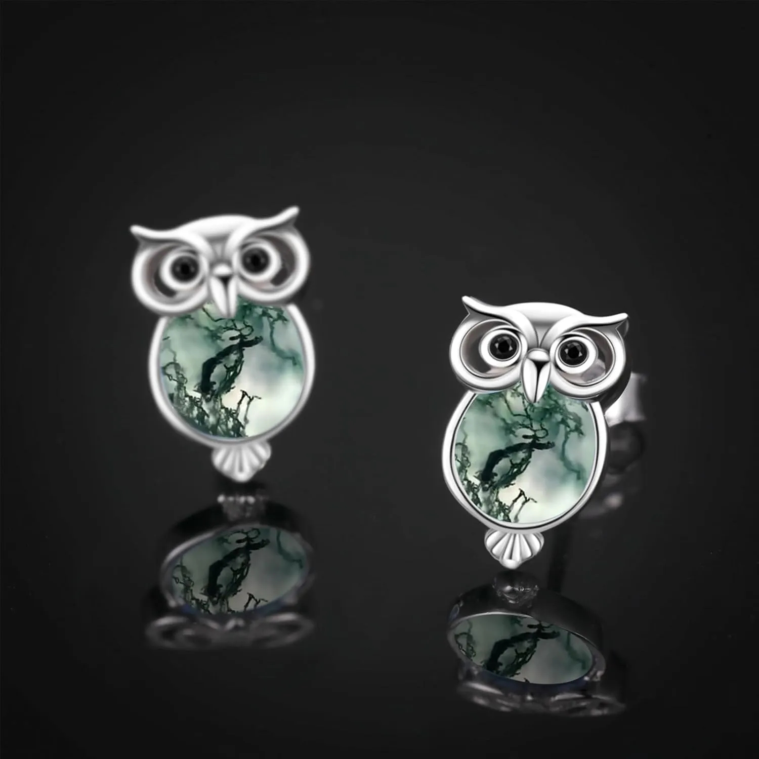 Cuoka Sterling Silver Owl Stud Earrings - Cute Animal Pierced Earrings for Women Owl Lovers