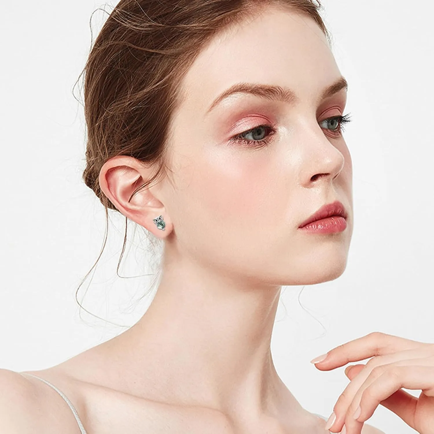 Cuoka Sterling Silver Owl Stud Earrings - Cute Animal Pierced Earrings for Women Owl Lovers