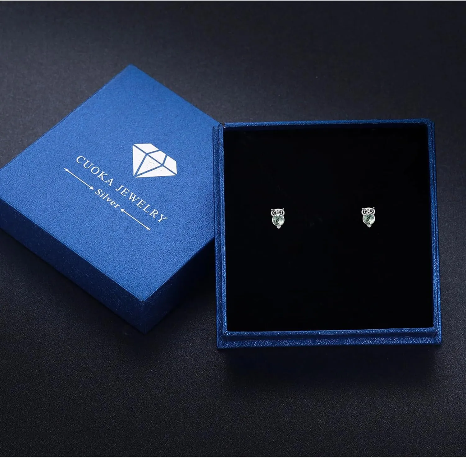 Cuoka Sterling Silver Owl Stud Earrings - Cute Animal Pierced Earrings for Women Owl Lovers