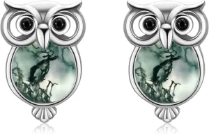 Cuoka Sterling Silver Owl Stud Earrings - Cute Animal Pierced Earrings for Women Owl Lovers