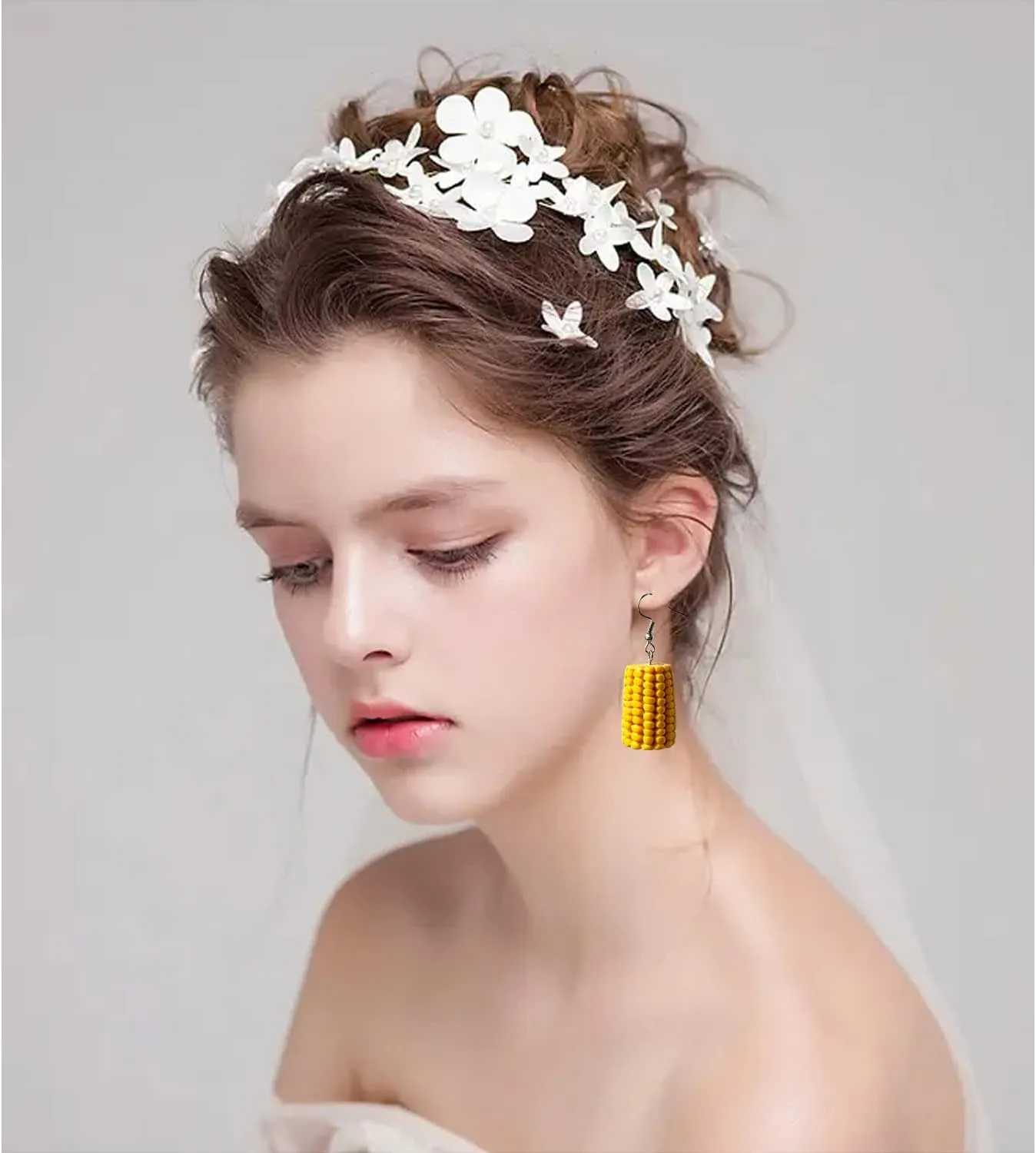 Custom Made Handmade Corn Food Fruit Vegetable Resin Drop Earring For Women