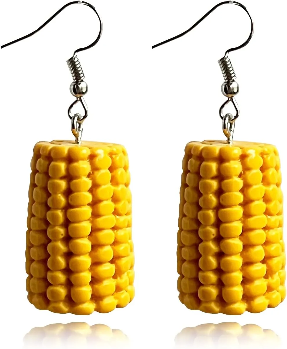 Custom Made Handmade Corn Food Fruit Vegetable Resin Drop Earring For Women