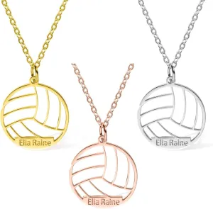 Custom Name Volleyball Necklace - Personalized Volleyball Pendant for Women & Players - Team Gifts