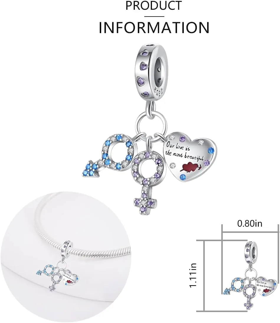 Cute Fashion Charms for Bracelets Necklaces 925 Sterling Silver with 5A Cubic Zirconia Love Heart Charms Jewelry Gift for Womens Mom