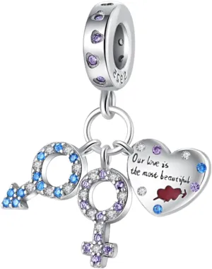 Cute Fashion Charms for Bracelets Necklaces 925 Sterling Silver with 5A Cubic Zirconia Love Heart Charms Jewelry Gift for Womens Mom