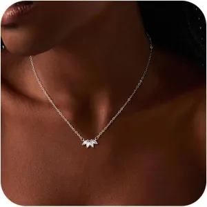 CZ Diamond Pendant Gold Necklace for Women Dainty 14k Gold Plated Choker Necklaces Simple Gold Jewelry Gifts for Women