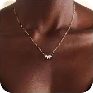 CZ Diamond Pendant Gold Necklace for Women Dainty 14k Gold Plated Choker Necklaces Simple Gold Jewelry Gifts for Women