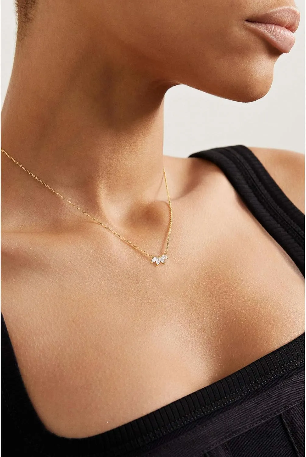 CZ Diamond Pendant Gold Necklace for Women Dainty 14k Gold Plated Choker Necklaces Simple Gold Jewelry Gifts for Women