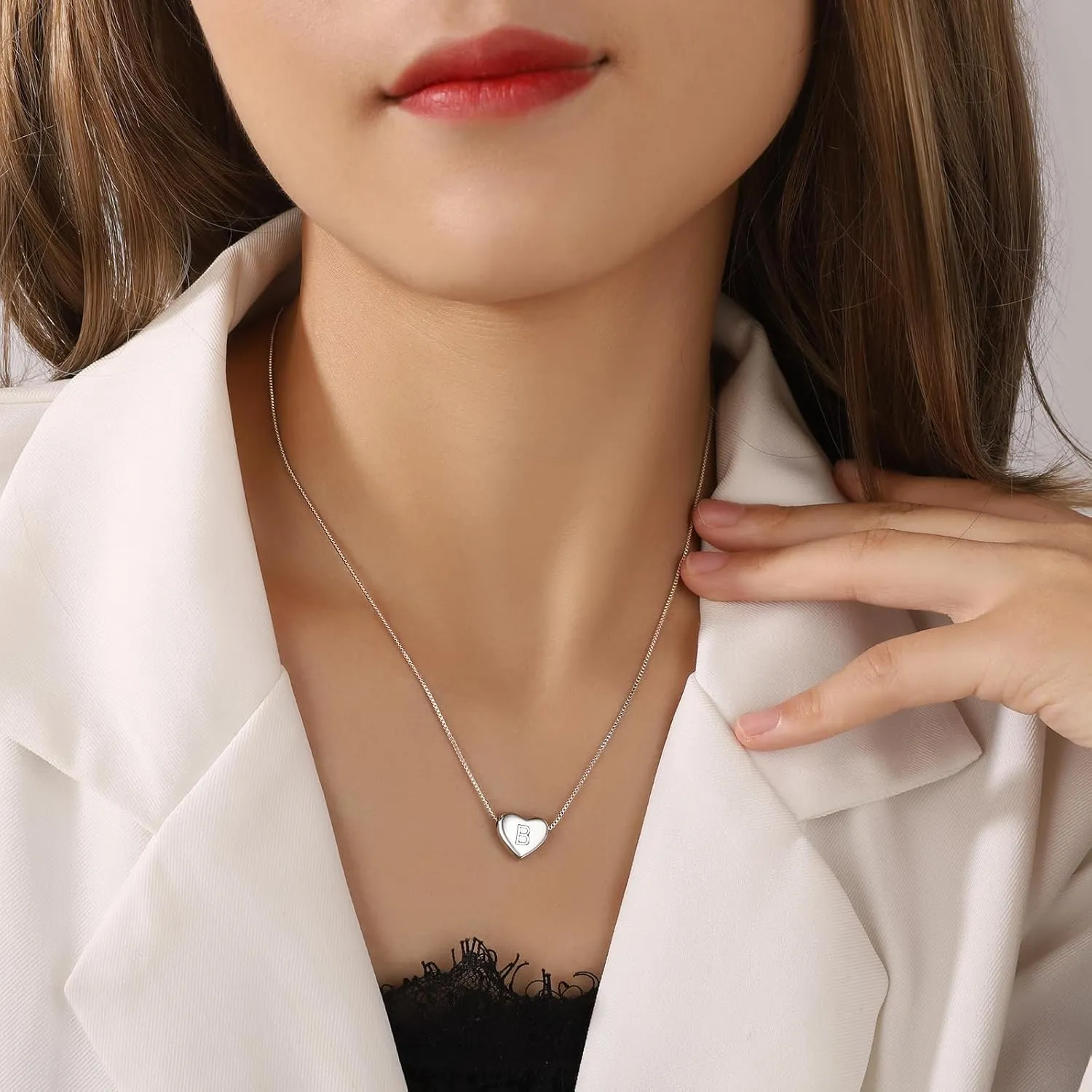 Dainty Initial Necklaces for Women | Heart Pendant Gifts for Women | Adjustable Size