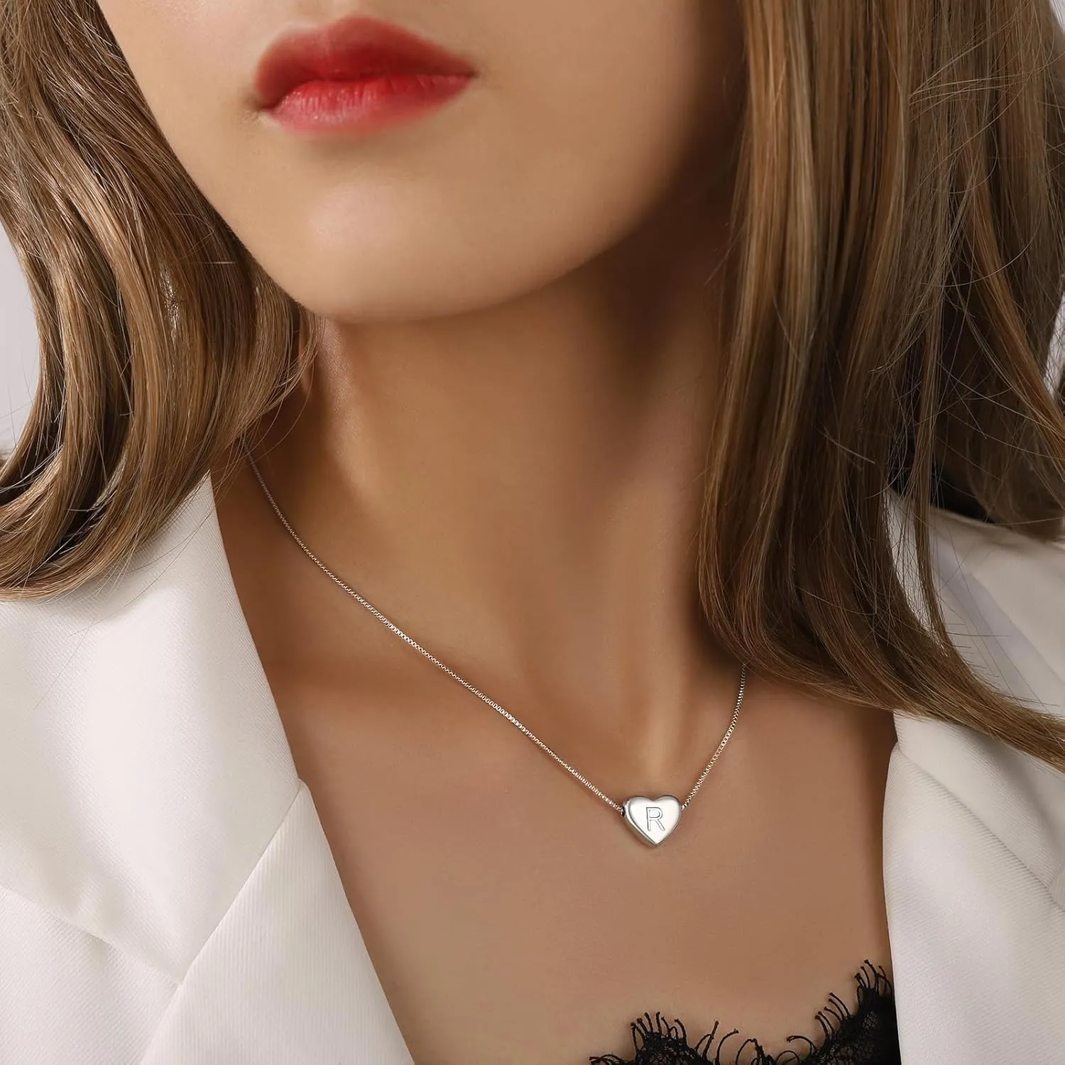 Dainty Initial Necklaces for Women | Heart Pendant Gifts for Women | Adjustable Size