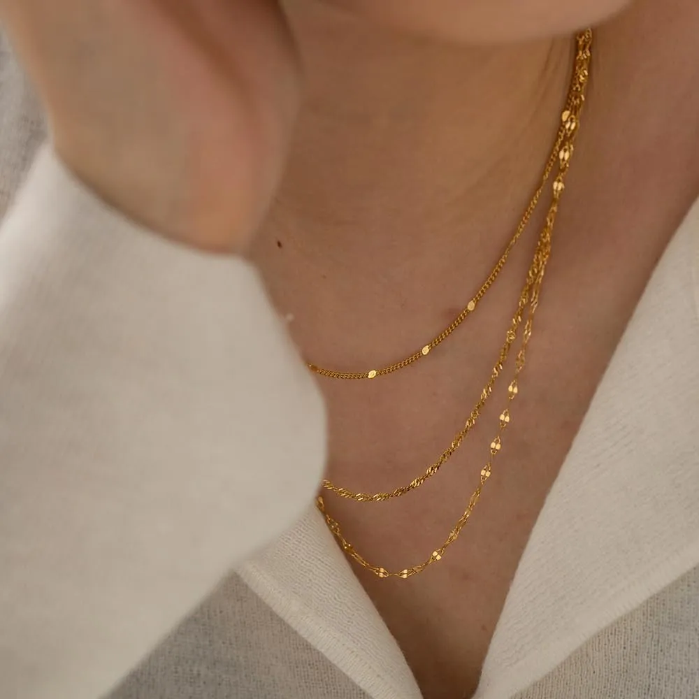 Dainty Layered Gold Necklace for Women 14k Gold Plated Choker Necklace Set Layering Twist Paperclip Satellite Chain Stackable Necklaces