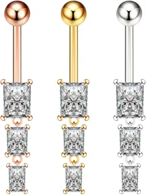 Dangle Belly Button Rings Set 14G Navel Rings 316L Stainless Steel Belly Rings Body Piercing Jewelry