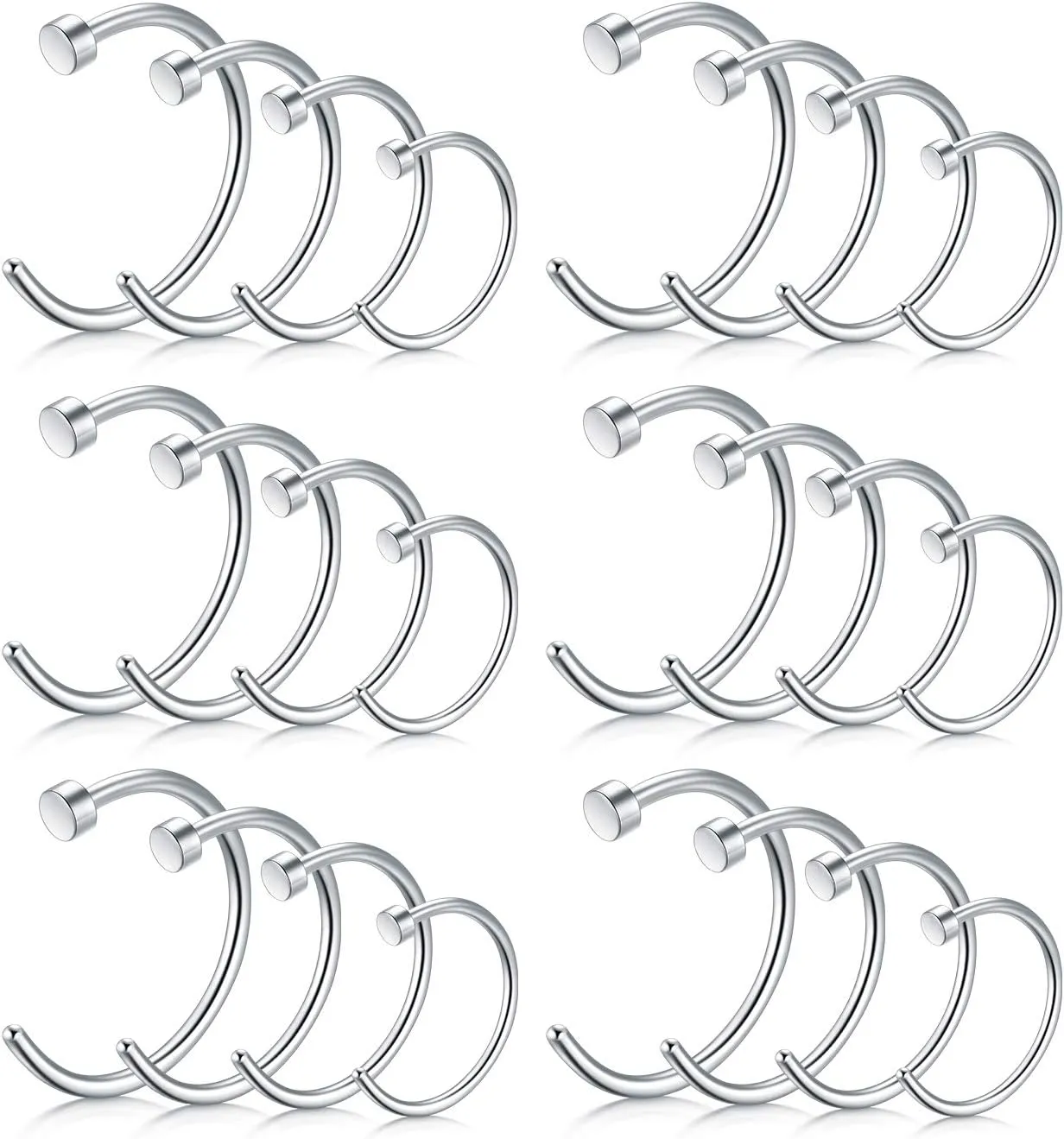 D.Bella Fake Nose Ring, 20G Faux Piercing Jewelry 8mm Fake Nose Ring Hoop for Faux Lip Septum Nose Ring Set