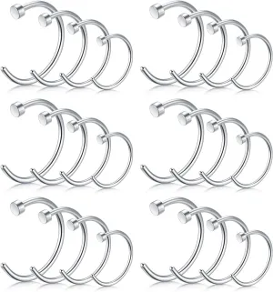 D.Bella Fake Nose Ring, 20G Faux Piercing Jewelry 8mm Fake Nose Ring Hoop for Faux Lip Septum Nose Ring Set