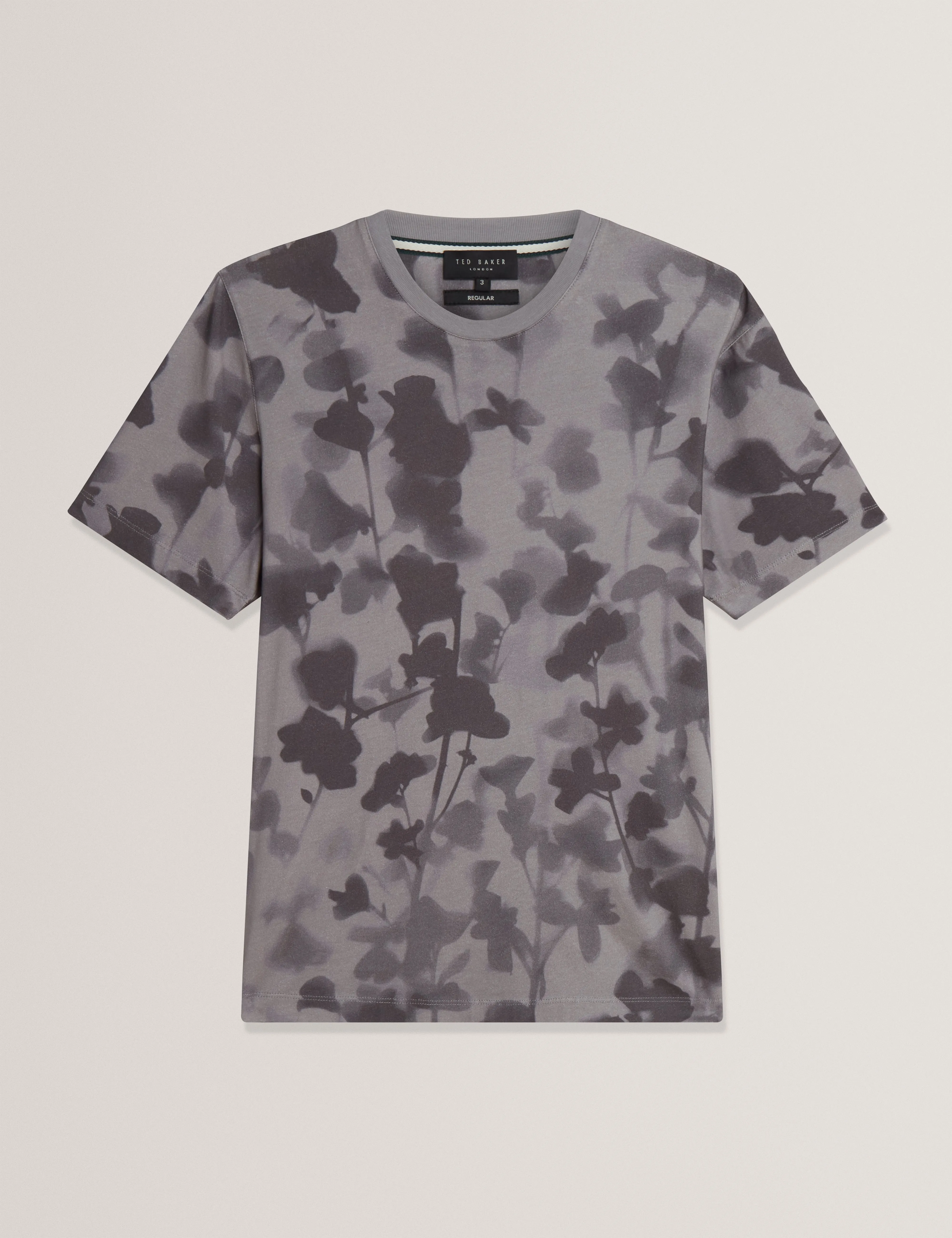 Denniss Short Sleeve Regular Floral Print T-Shirt Dk-Grey