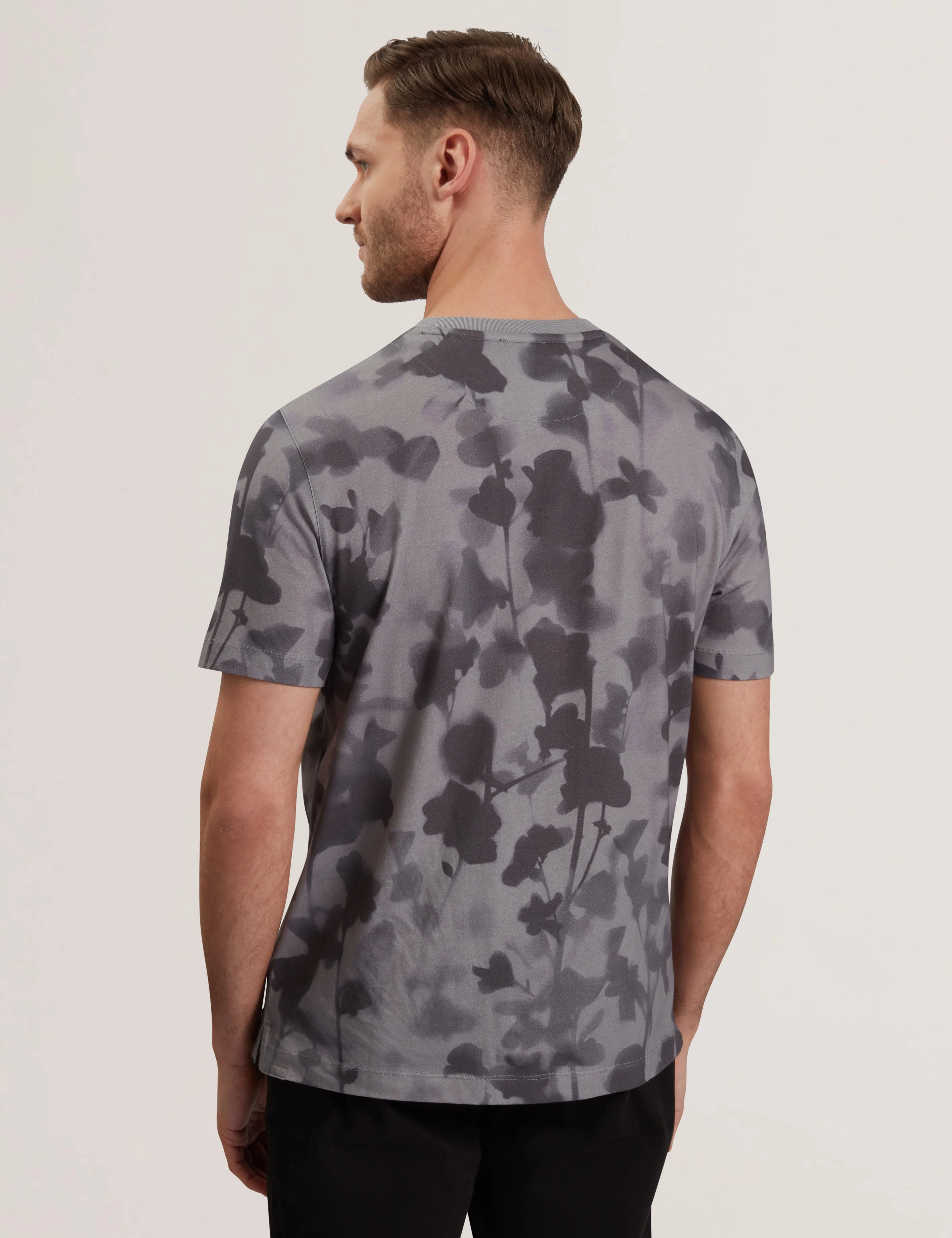 Denniss Short Sleeve Regular Floral Print T-Shirt Dk-Grey