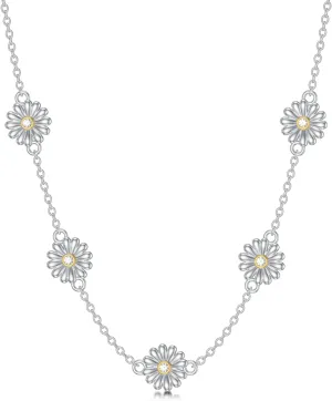 Diamond Daisy Necklace 925 Sterling Silver Daisy Pendant Choker Necklaces dainty Jewelry Gifts for Women