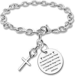 DlaeKua Christian Gifts for Women Men Bracelets Christian Bible Verses Bracelets Gift Religious Prayer Jewelry Inspirational Baptism Jewelry Stainless steel