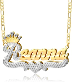 Double Plated Name Necklace Two Tone Custom Name Necklace Personalized 18K Gold Plated Nameplate Necklace Jewelry Gift for Women Girls