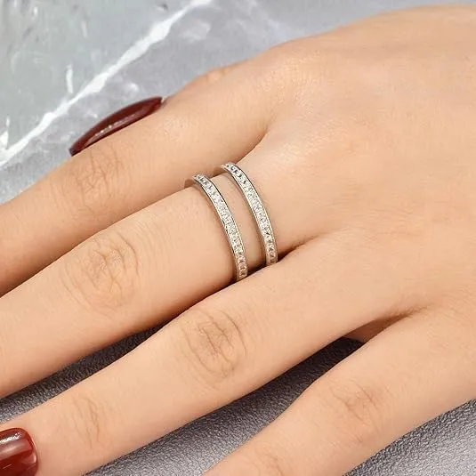 Drizzle Jewels 2Ct Princess Cut Lab Created Diamond Wrap Enhancer Guard Wedding Ring, 14k White Gold Finish (White, 11)