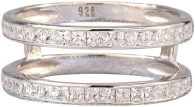 Drizzle Jewels 2Ct Princess Cut Lab Created Diamond Wrap Enhancer Guard Wedding Ring, 14k White Gold Finish (White, 11)
