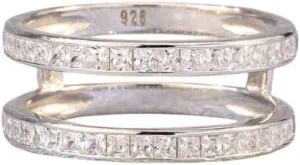 Drizzle Jewels 2Ct Princess Cut Lab Created Diamond Wrap Enhancer Guard Wedding Ring, 14k White Gold Finish (White, 11)